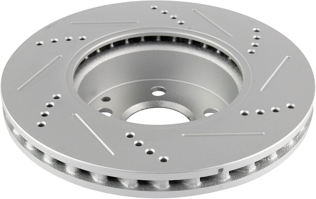 TRQ Performance Front Ceramic Brake Pad and Rotor Set Coated Drilled Slotted Compatible with 08-12 Mercedes-Benz C300 without Sport Package 12-15 Mercedes-Benz C250 without Sport Package