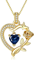 HeartMelody Heart Necklaces for Women Gold,14k 18K White Gold Plated Dainty Rose Butterfly Necklace with Garnet Birthstone Pendant Necklace Everyday Jewelry Birthday Christmas Gifts for Women Mom Her
