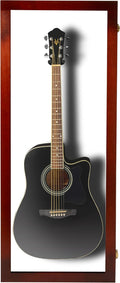 PENNZONI Acoustic Guitar Display Case - Acrylic Acoustic Guitar Case - Guitar Display Case Wall Mount Made from Hardwood Frame & Clear Acrylic - Cherry w/Felt White