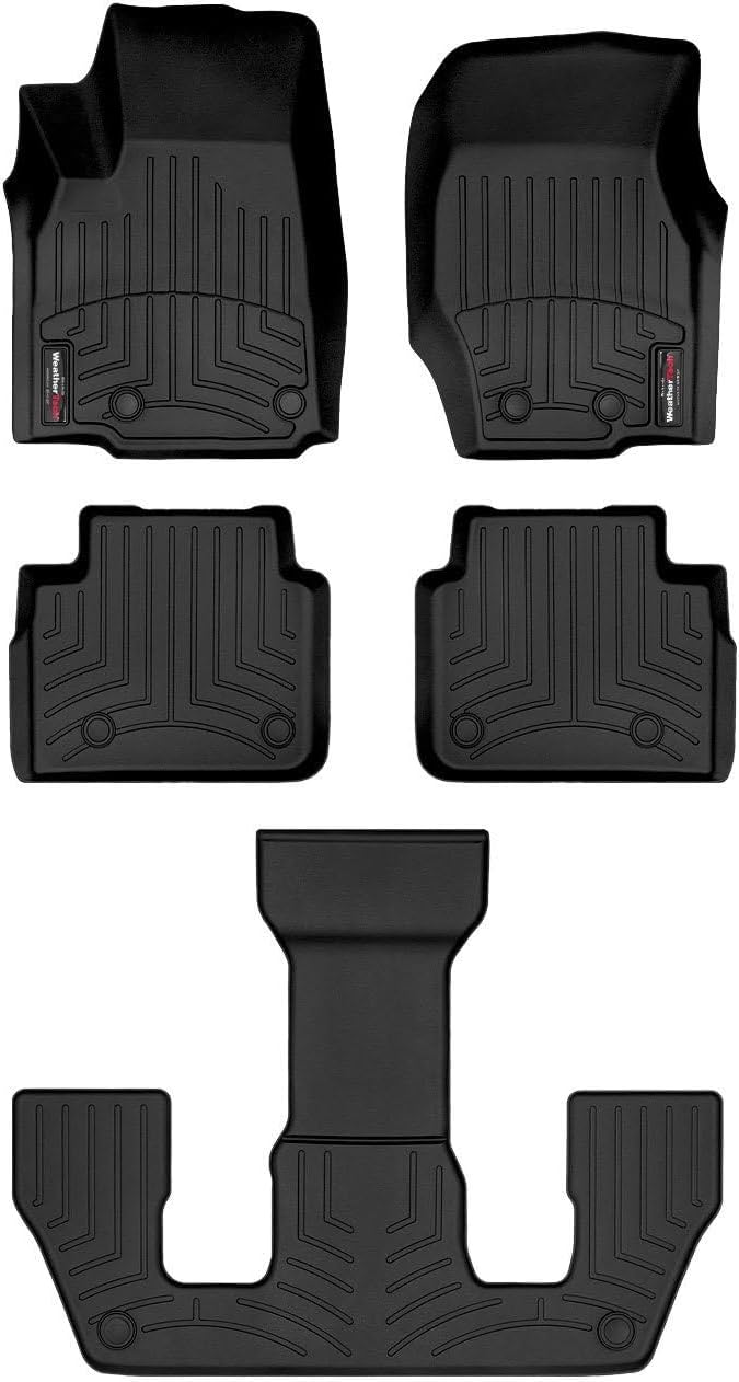 WeatherTech Custom Fit FloorLiners for Jeep Grand Cherokee L, Grand Cherokee L, Grand Cherokee L - Full Set (441696-1-2-3), Black