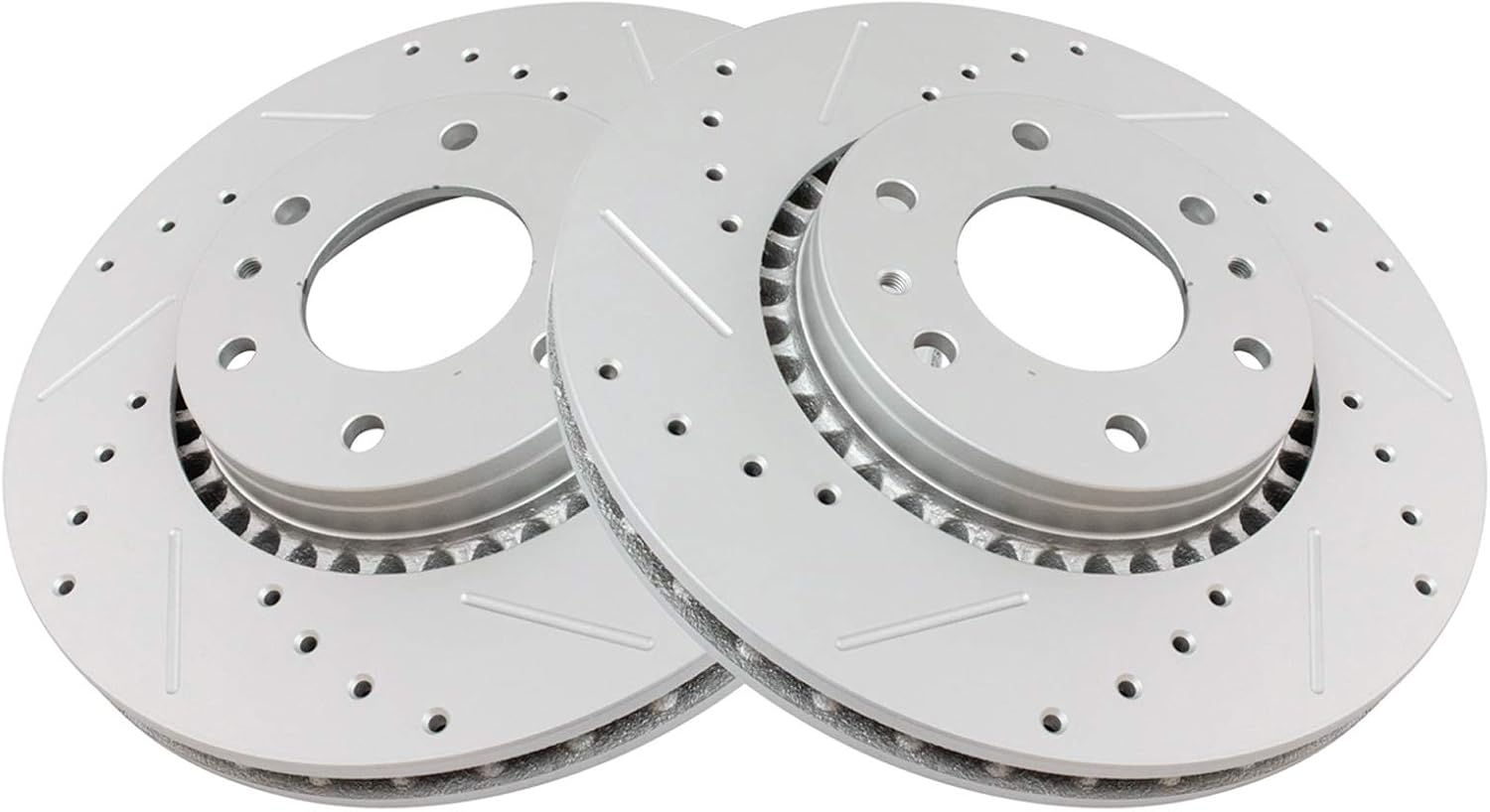 TRQ Performance Front Brake Pad & Rotor Set Ceramic G Coated Drilled Slotted Rotors Compatible with 06-07 Buick Rainier 2006 Chevrolet SSR 06-08 Chevrolet Trailblazer EXT 06-09 GMC Envoy XL Saab 9-7x