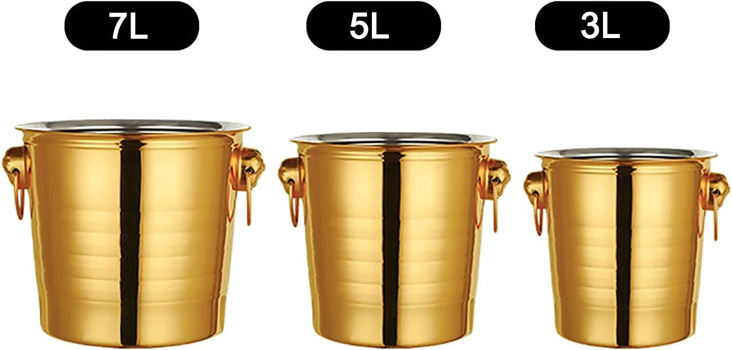 Stainless Steel Bar Ice Bucket Set, Included Tongs Great for Home Bar, Chilling Beer, Champagne and Wine