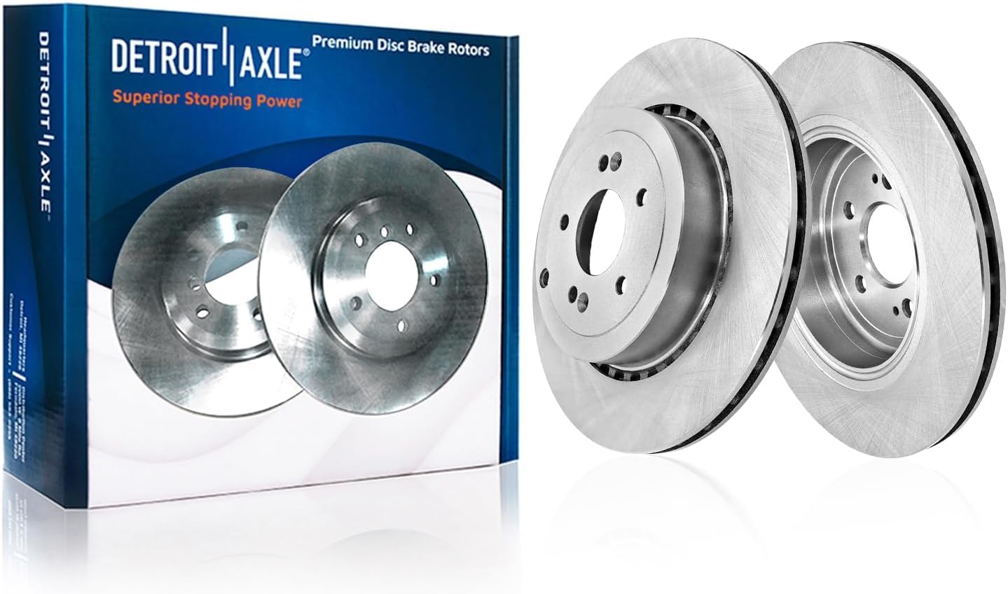 Detroit Axle - Rear Brake Kit for Kia Stinger Genesis G70, Disc Brake Rotors Ceramic Brakes Pads with Hardware 2019 2020 2021 2022 Replacement : 13.39' inch Rotors