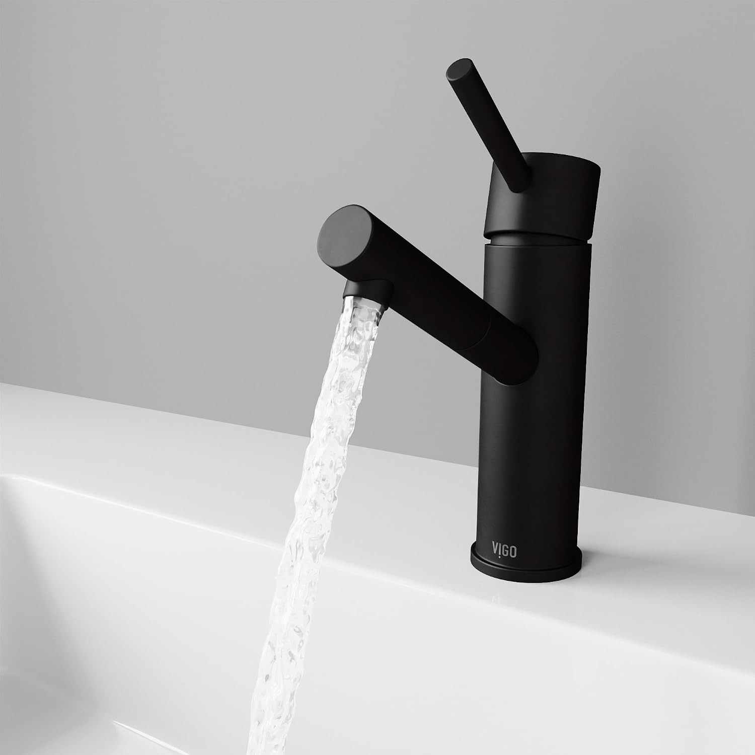 VIGO Noma Single-Handle Single-Hole Mount Bathroom Sink Faucet, 8-Inch, Matte Black, Modern Design, Solid Brass, 1.2 GPM WaterSense & Ceramic Disc Valve, Corrosion-Resistant