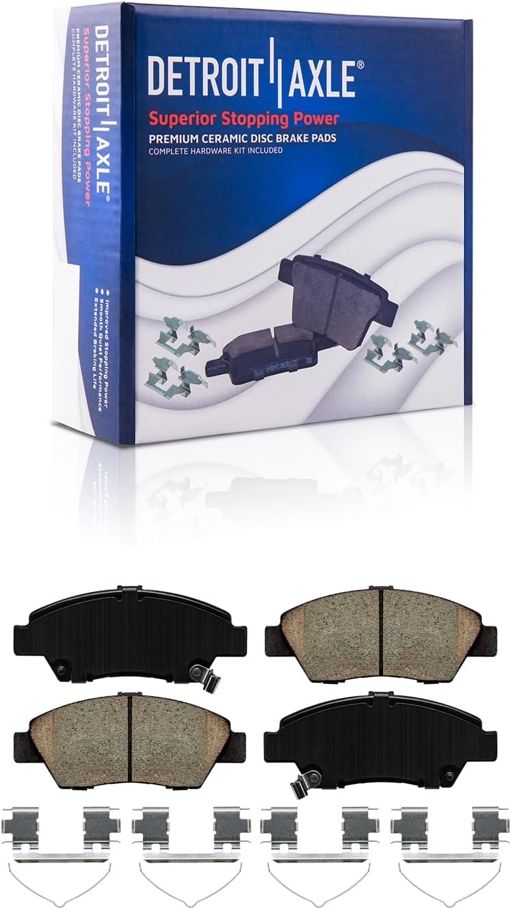 Detroit Axle - Brake Kit for 2009-2013 Honda Fit Front Disc Brake Rotors Ceramic Brakes Pads Rear Brake Drums Brakes Shoes 2010 2011 2012 Replacement : 10.32' inch Front Rotors