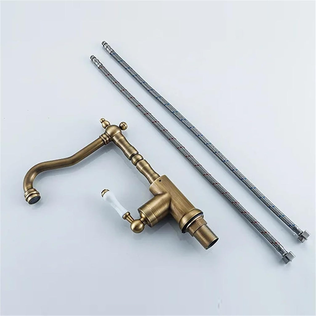 Kitchen Faucet 360 Degrees Rotating Faucet Table Basin Sink Hot&Cold Water Tap(Antique Brass)