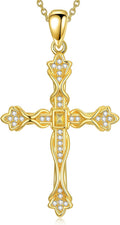 18K Gold Cross Pendant for Women Gold Cross Necklace 18K Gold Jewelry Religious Gift