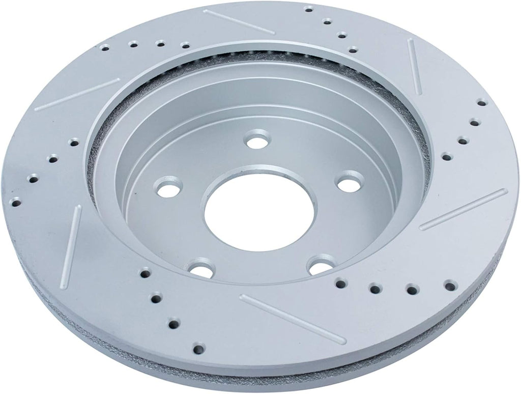 TRQ Performance Front Brake Pad and Rotor Set Ceramic Coated Drilled Slotted Vented Rotors Compatible with 07-09 Chrysler Aspen Dodge Durango 06-10 Ram 1500 11-18 Ram 1500 19-21 1500 Classic