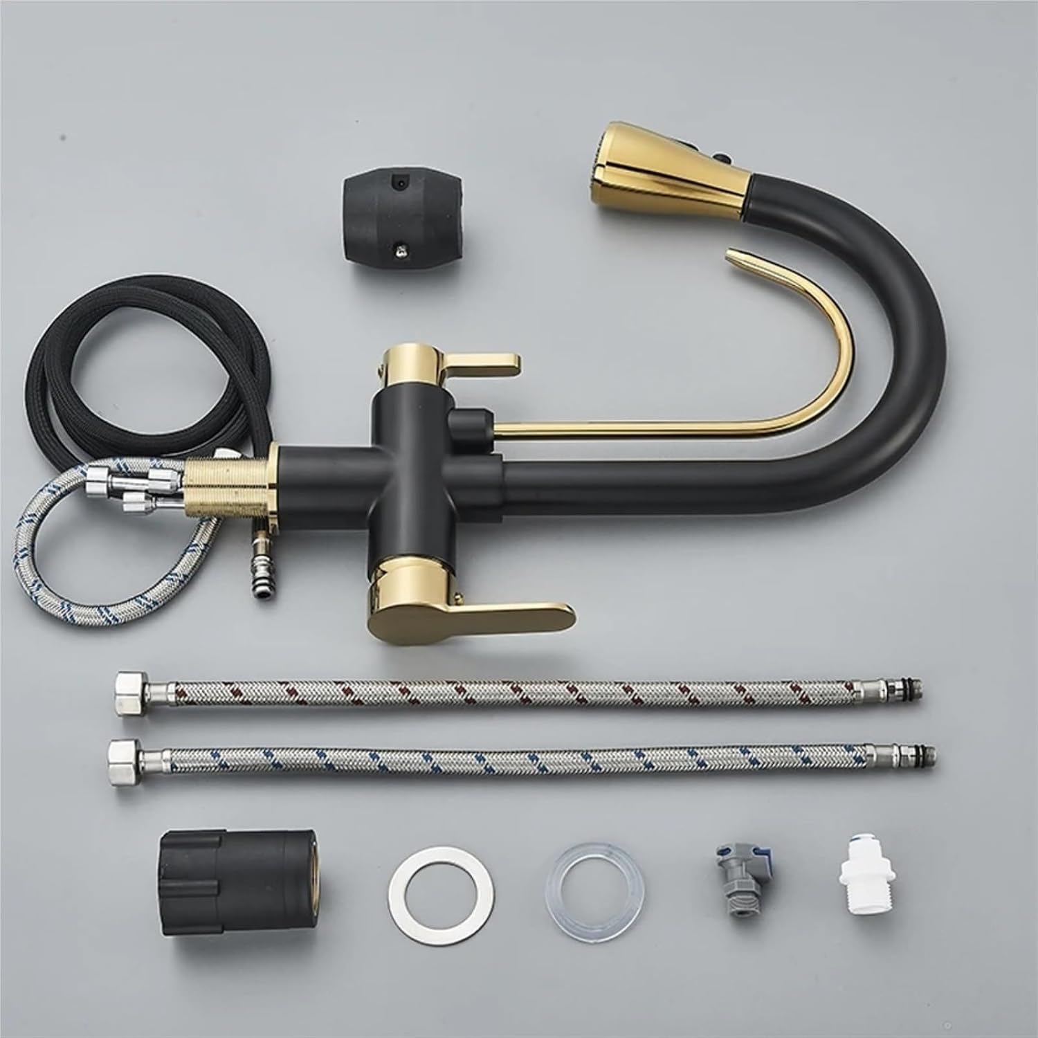 Smart Sensor Pure Water Kitchen Faucet 2 Model Spout Taps Deck Mount Daul Handle Filtered Cold Hot Water Mixer(Black Gold)
