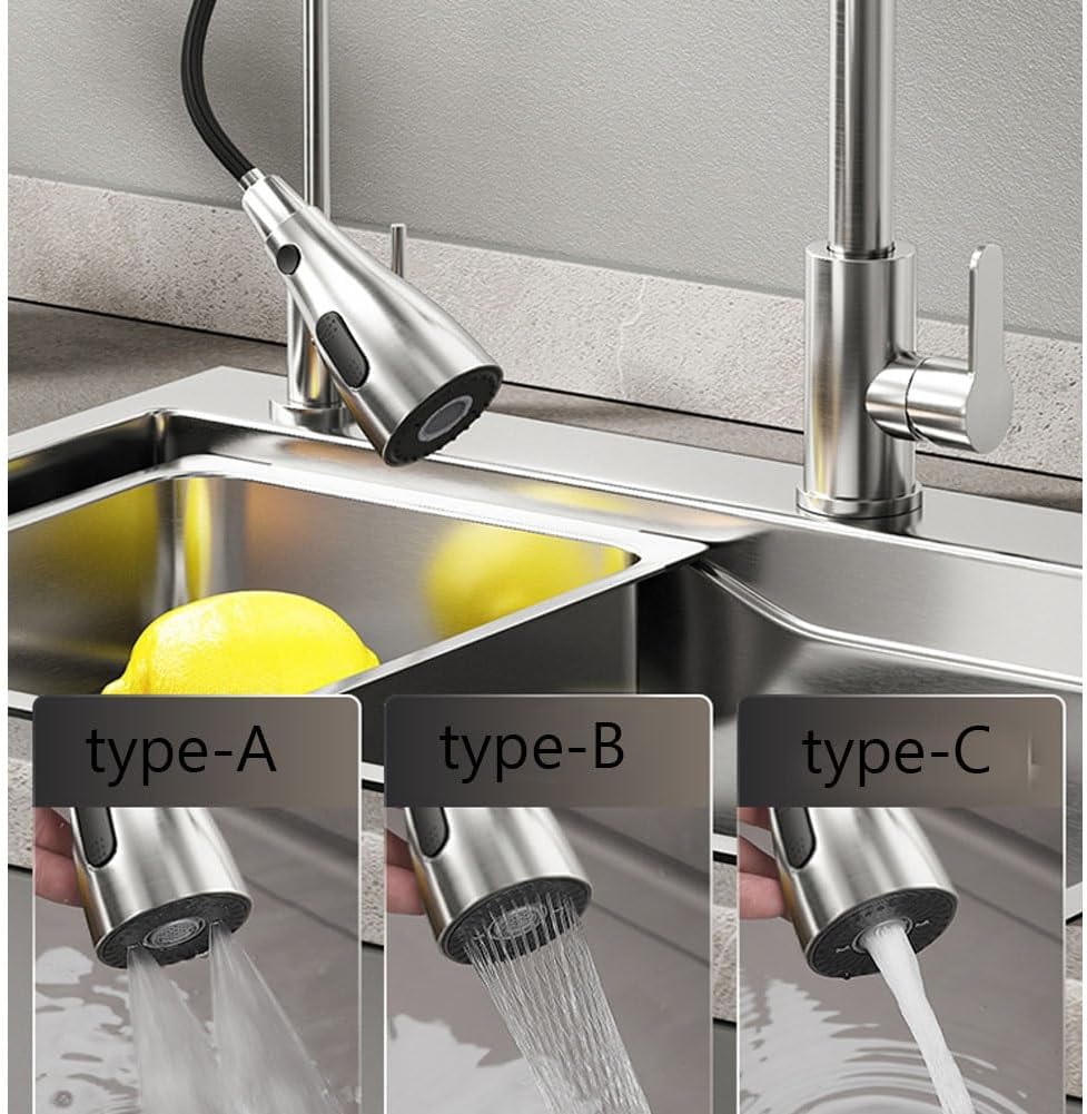 Double Bowl Kitchen Bar Sink, Workstation Sink with Accessories, 304 Stainless Steel Soap Dispenser Cold and Hot Water Faucet (Silver 72x40x22cm)