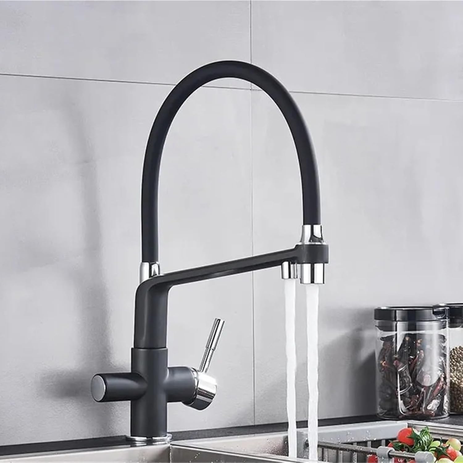 Purified Kitchen Faucet Spray Stream Modes Click Button Drink Water Hot Cold Filter Mixer Tap(White)