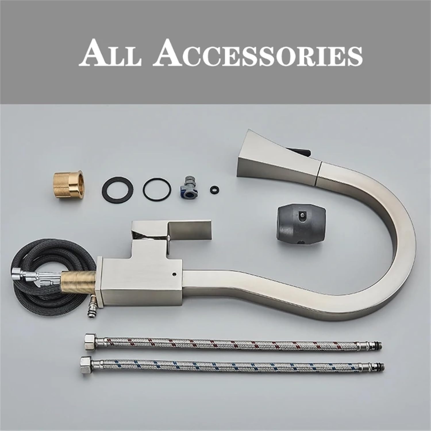 Kitchen Pull-Out Faucets Sink Mixer Two Function Single Handle Hot and Cold Water Crane Deck Mounted(Brushed Nickel)