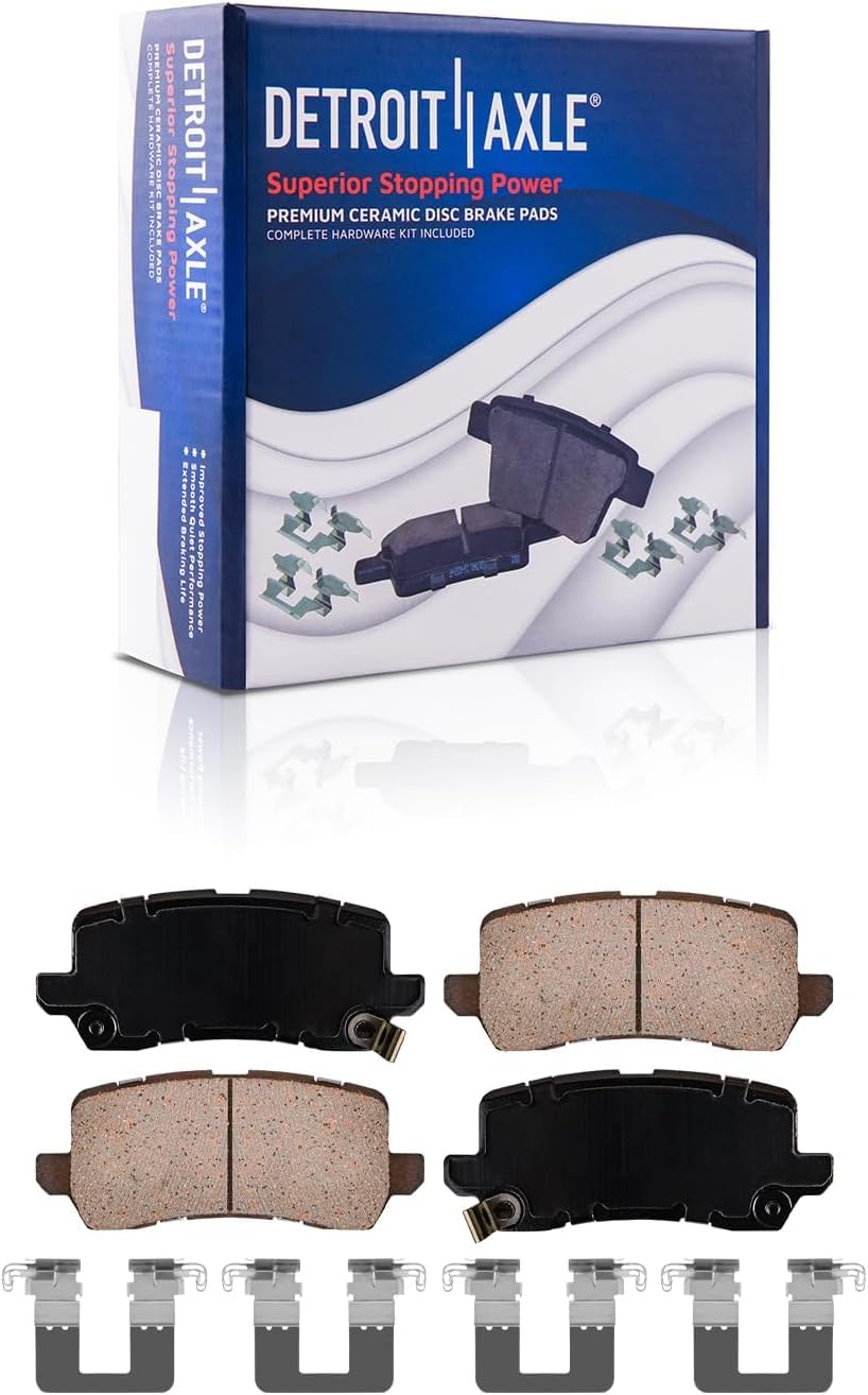 Detroit Axle - 10pc Brake Kit for 2014-2020 Acura RLX, Drilled and Slotted Disc Brakes Rotors 2015 2016 2017 2018 2019 Ceramic Brake Pads Replacement: 12.28' inch Front and 12.20' inch Rear Rotors