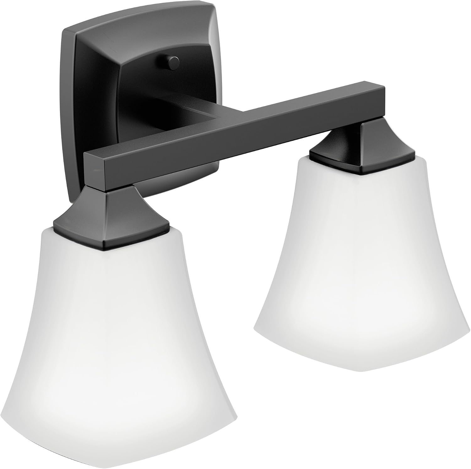 Moen Voss Matte Black 2-Light Dual-Mount Bath Bathroom Vanity Light Fixture with Frosted Glass, YB5162BL