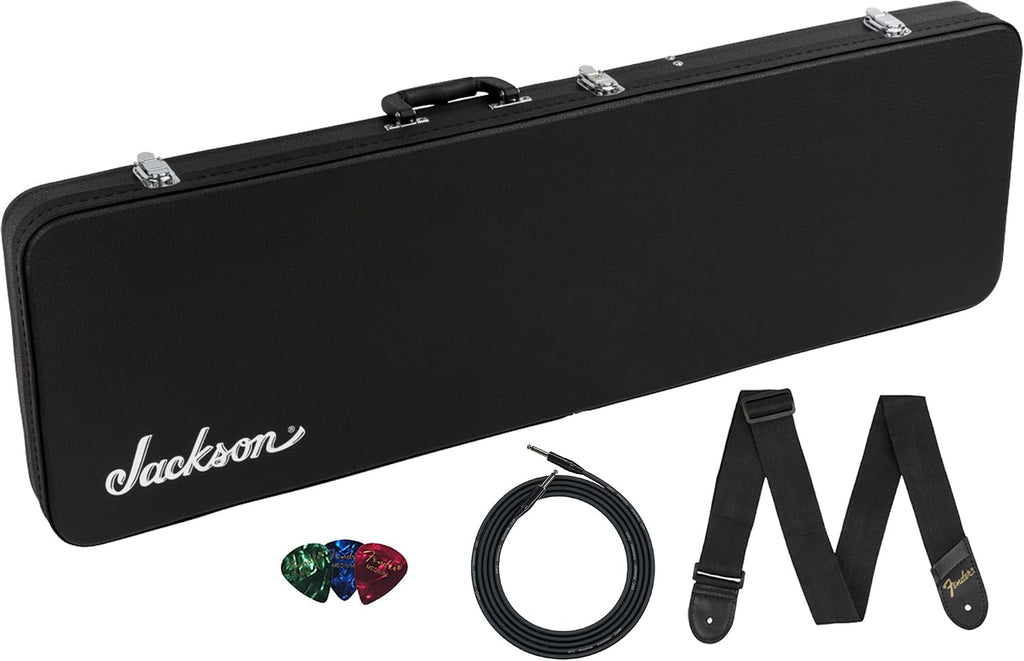 Jackson Dinky/Soloist 6/7 String Economy Hard-shell Case Bundle with Guitar Cable, Guitar Strap, and Picks