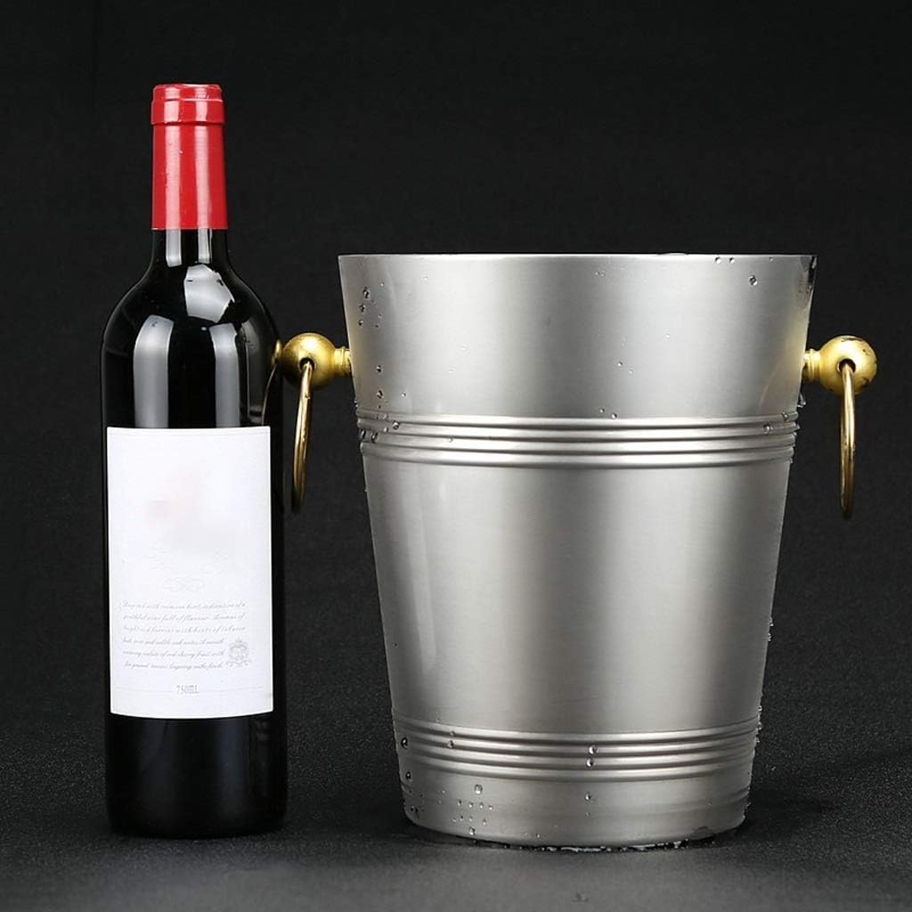Cream White Metal Double Walled Ice Bucket Set with Lid and Scoop (Size : 5L)
