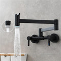 Pot Filler Tap Wall Mounted Foldable Kitchen Faucet Hot and Cold Single Hole Sink Tap Rotate Folding Spout(Black B)