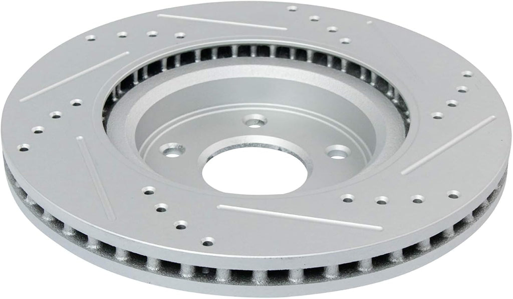 TRQ Performance Front Brake Pad and Rotor Set Ceramic Coated Drilled Slotted Compatible with 2013 Infiniti JX35 2014-2020 QX60 2015-2021 Nissan Murano 2013-2020 Pathfinder