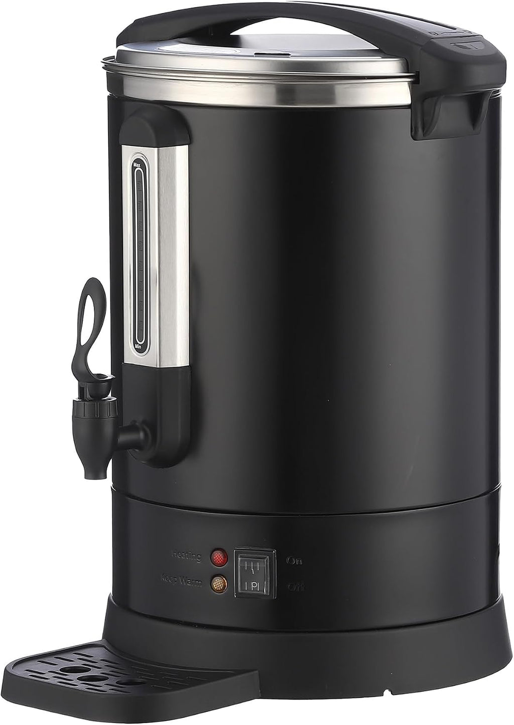 Towallmark Commercial Stainless Steel Coffee Urn 120 Cup, 18L Hot Water Dispenser with Percolator System, Two-Way Faucets for Large Events, Metallic Black Beverage Server