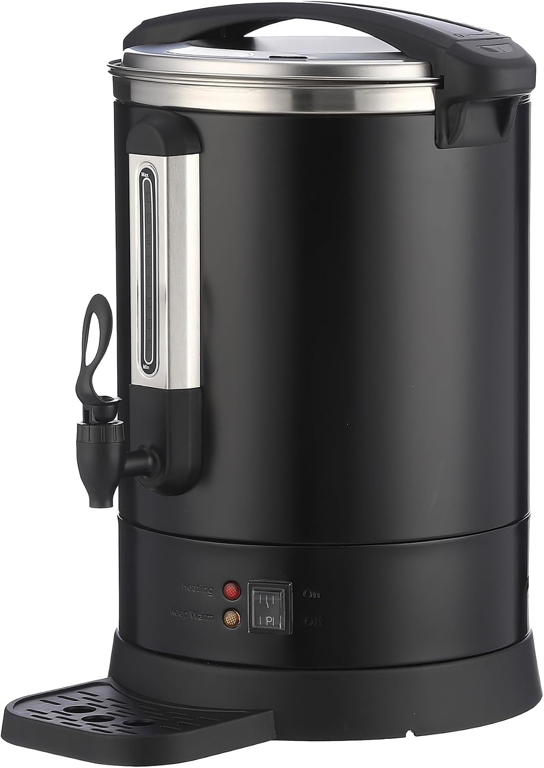 Towallmark Commercial Stainless Steel Coffee Urn 120 Cup, 18L Hot Water Dispenser with Percolator System, Two-Way Faucets for Large Events, Metallic Black Beverage Server