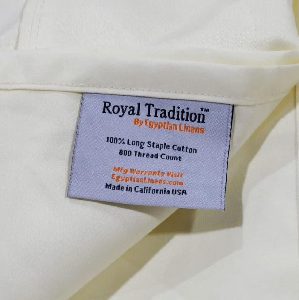 Royal Tradition Made in USA- Luxury 800 Thread Count Pure Cotton Bed Sheets Set (King Size-Ivory) Heavyweight Sateen Weave Linens