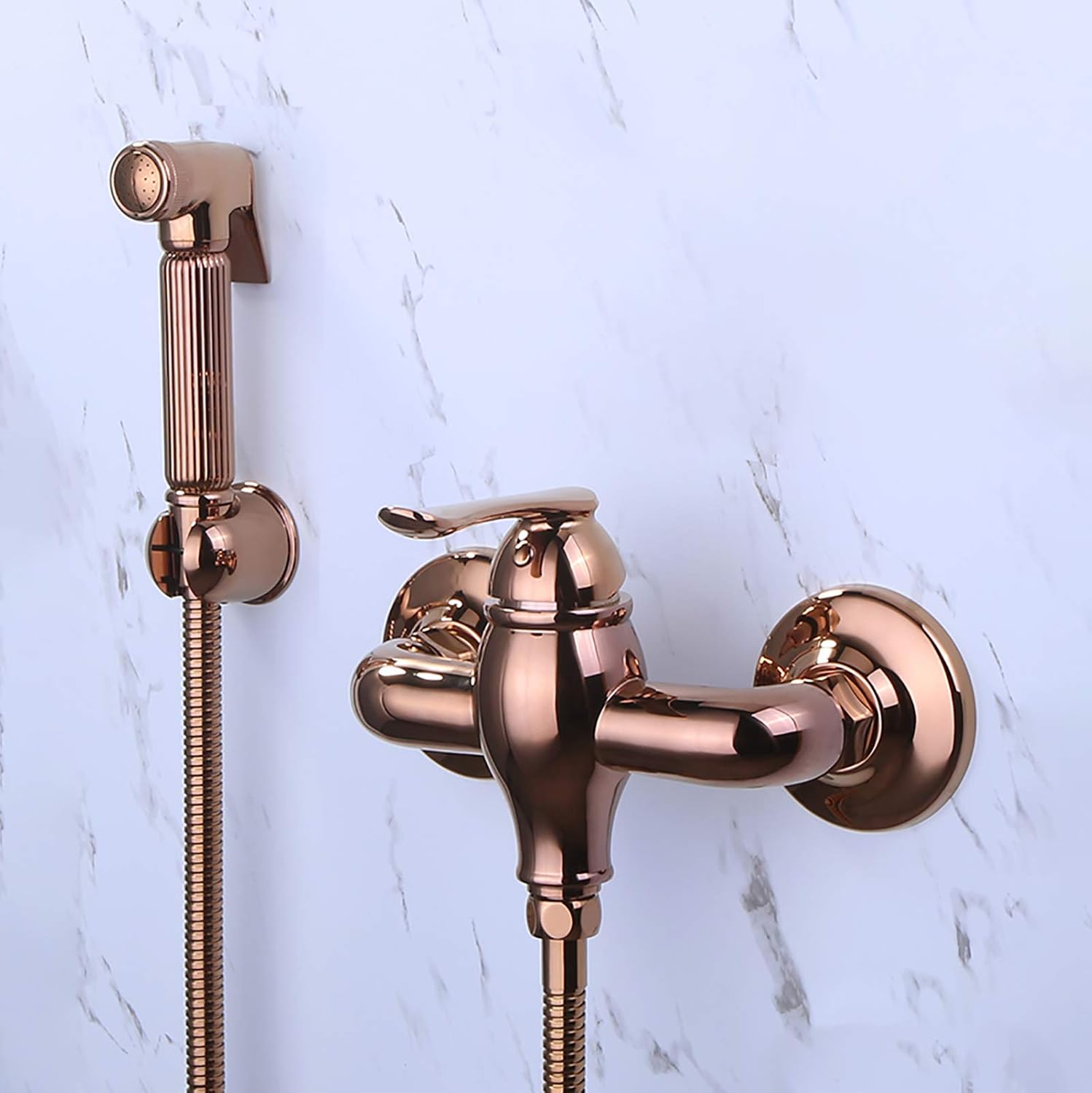 Handheld Bidet Sprayer for Toilet, Rose Gold Wall Mounted Bathroom Cloth Diaper Set with Cold and Hot Water, Brass Kit for Personal Hygiene,Type a(Type B)