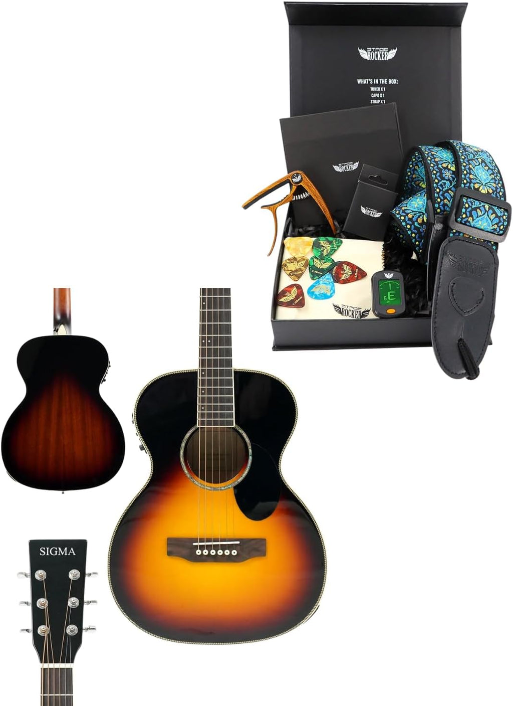 SIGMA 36.5' Acoustic Electric Guitar + Guitar Accessories Gift Box