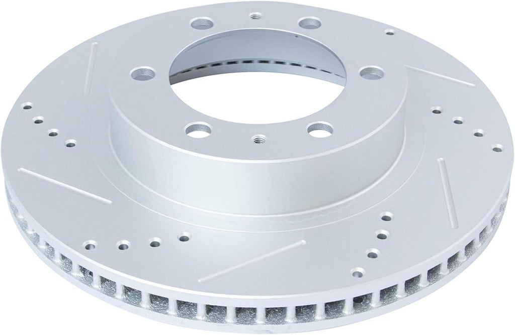 TRQ Performance Front Brake Pad and Rotor Set Ceramic Coated Drilled Slotted Vented Rotors Compatible with 2003-2009 Toyota 4Runner 2007-2014 FJ Cruiser 2005-2022 Tacoma