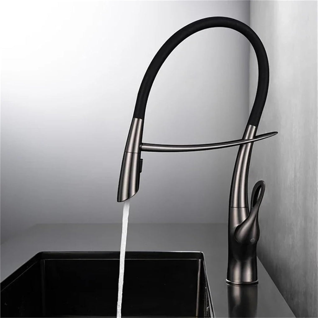 Single Handle Cold and Hot 2-Function Sink Mixer Tap Pull-Out Kitchen Faucet(Gold)