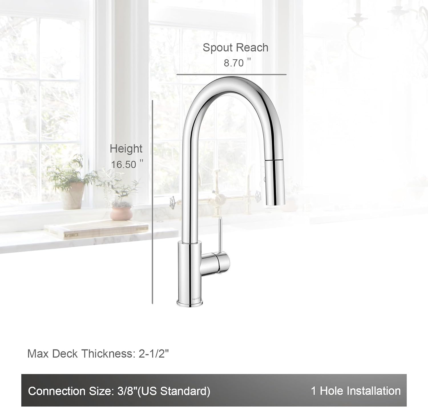 AguaStella AS60CH Chrome Kitchen Sink Faucet with Pull Down Sprayer Single Handle