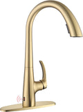 Touchless Kitchen Faucet with Pull Down Sprayer, Brushed Gold Motion Sensor Kitchen Faucet, Stainless Steel Hands Free Faucet for Kitchen Sink 1 or 3 Hole