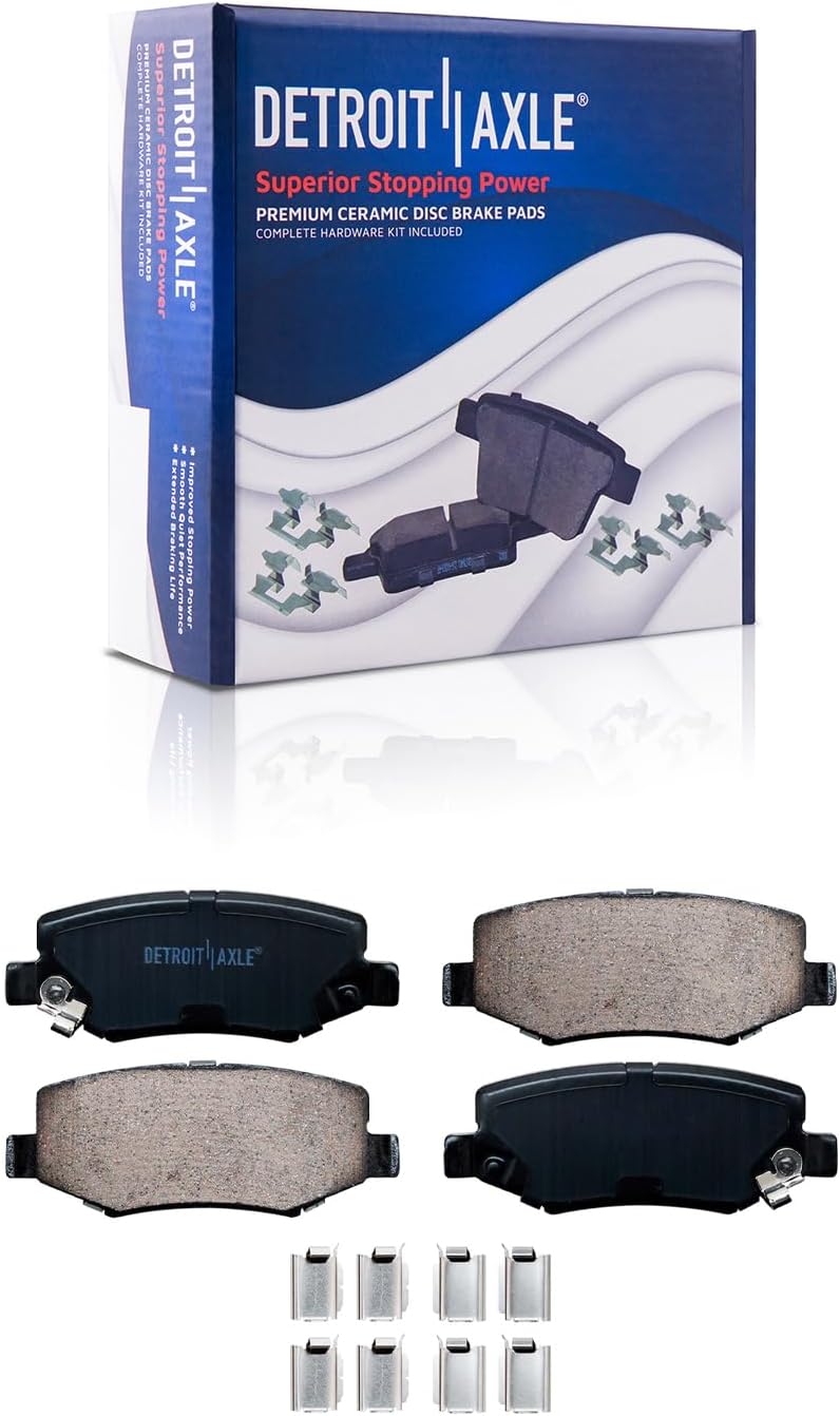Detroit Axle - Brake Kit for 2007-2017 Jeep Wrangler Drilled and Slotted Brakes Rotors Ceramic Brake Pads Replacement : 11.89'' inch Front and 12.44' inch Rear Rotor