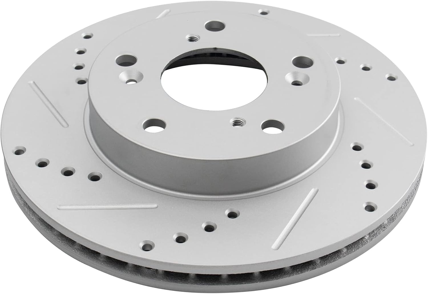TRQ Performance Front Brake Pad and Rotor Set Ceramic Coated Drilled Slotted Rotors Compatible with 2012-2015 Honda Civic