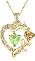 HeartMelody Heart Necklaces for Women Gold,14k 18K White Gold Plated Dainty Rose Butterfly Necklace with Garnet Birthstone Pendant Necklace Everyday Jewelry Birthday Christmas Gifts for Women Mom Her