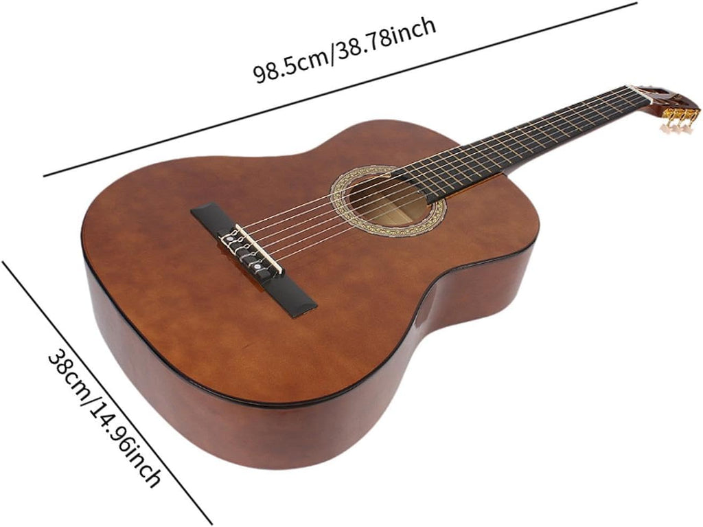YIJU 39' Wood Classical Guitar Music Instrument Lightweight Full Size 6 Strings Acoustic Guitar for Children Students Boys Girls, Wood color