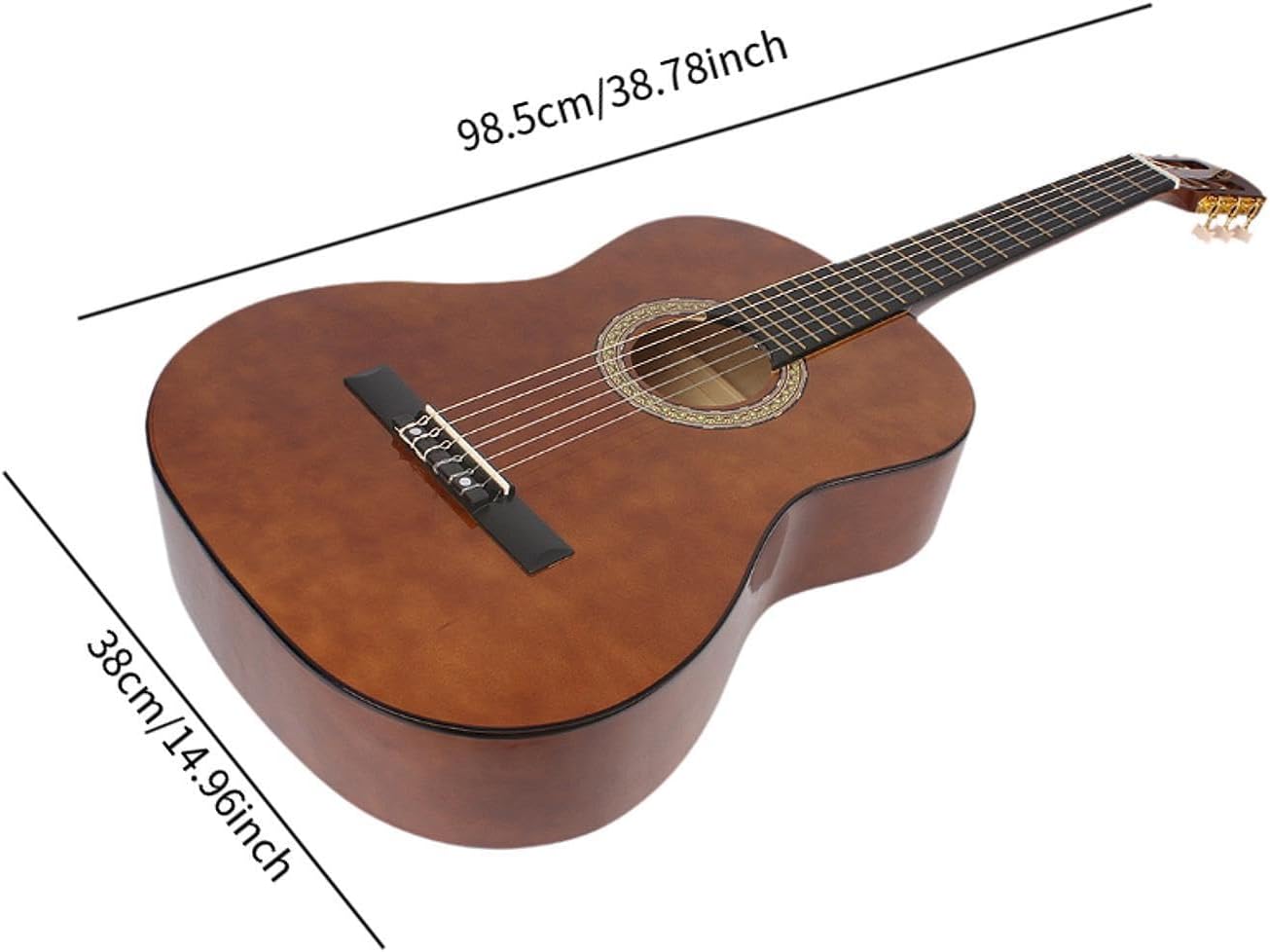 YIJU 39' Wood Classical Guitar Music Instrument Lightweight Full Size 6 Strings Acoustic Guitar for Children Students Boys Girls, Wood color