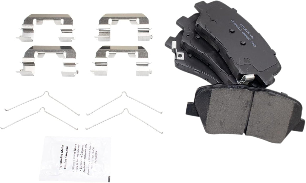TRQ Performance Front Ceramic Brake Pad and Rotor Set Coated Drilled Slotted Compatible with 16 Hyundai Santa Fe Sport From 11/25/15 Production Date, 17-18 Hyundai Santa Fe Sport, 16-20 Kia Sorento