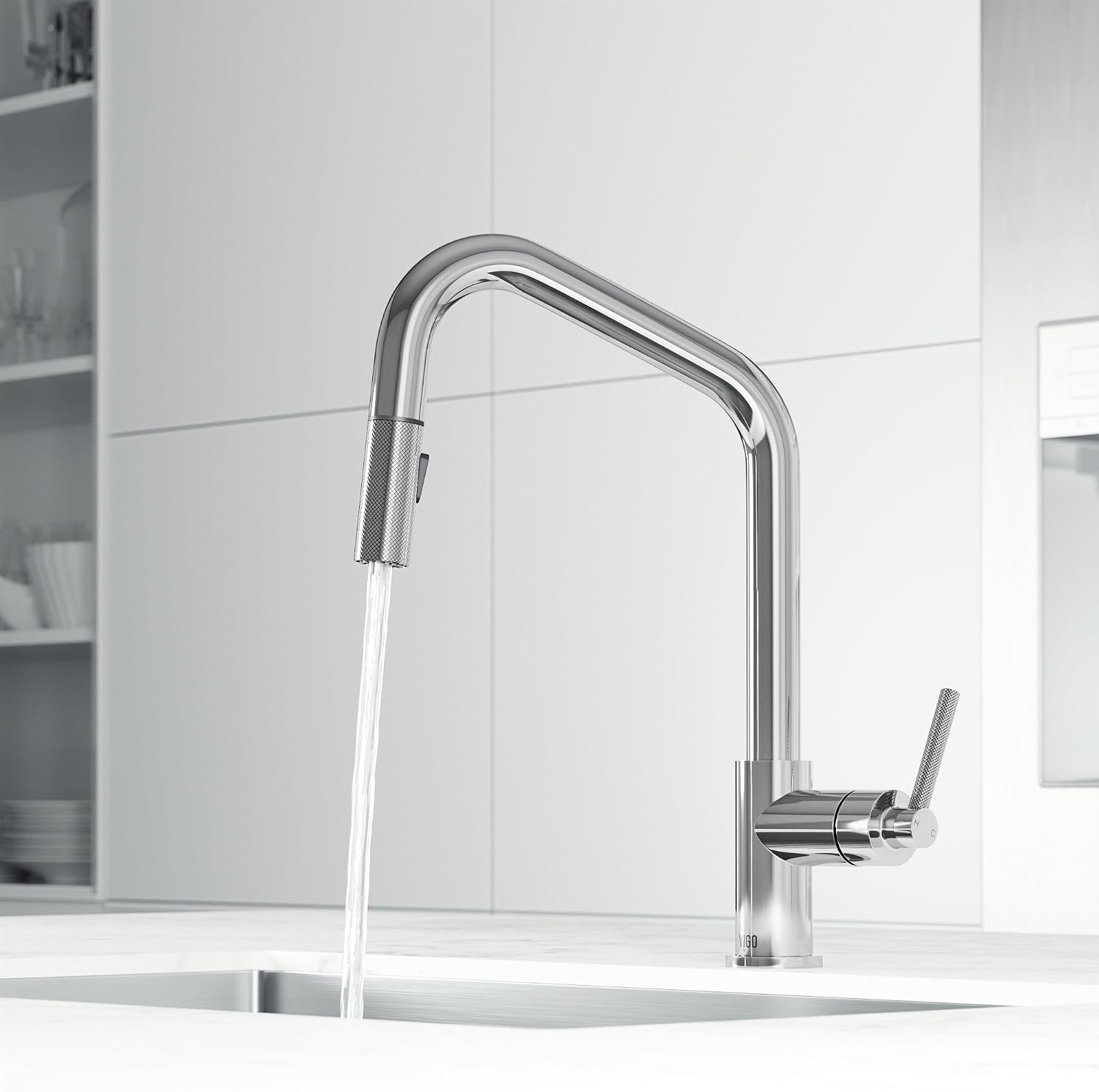 VIGO Utopia 15'' H Single Handle Pull-Down Sprayer Kitchen Bar Faucet in Chrome-VG02038CH