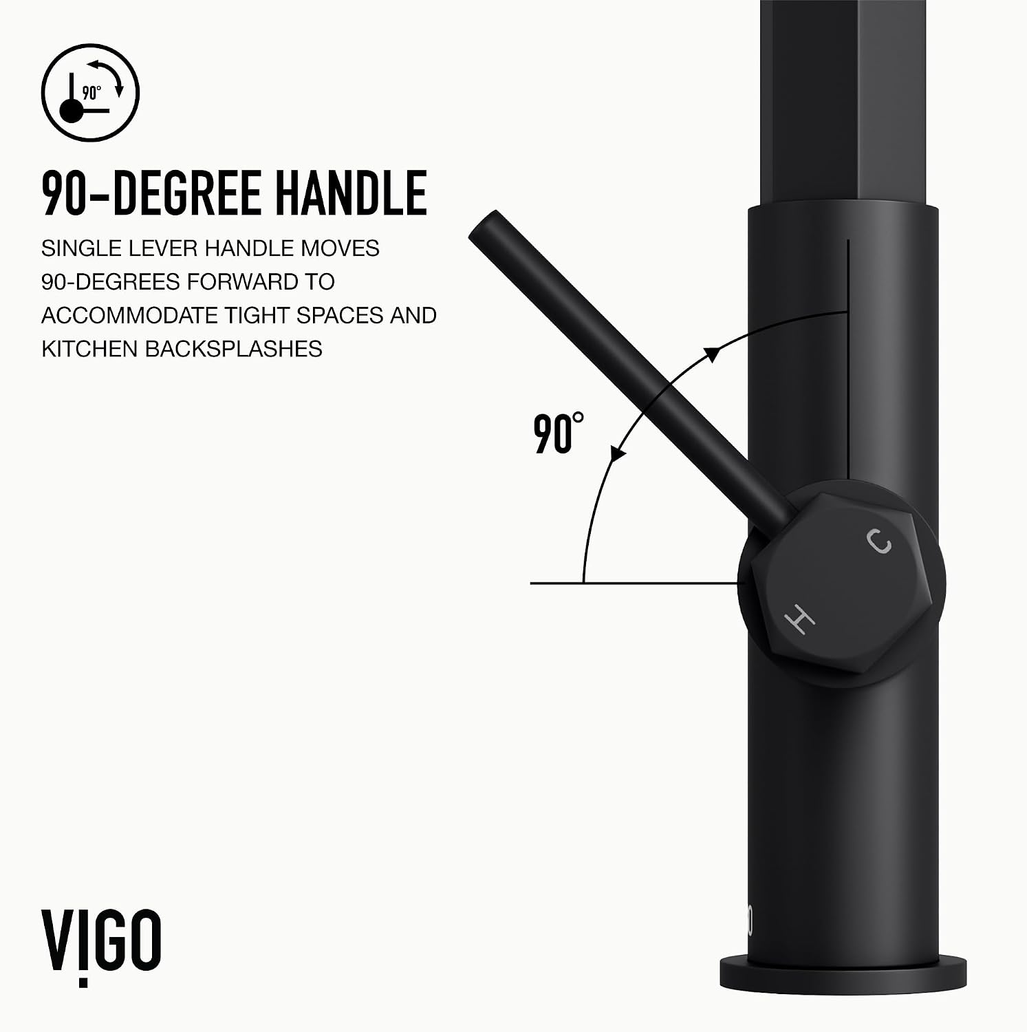 VIGO Hart Hexad 18'' H Single Handle Pull-Down Spout Kitchen Faucet in Matte Black-VG02034MB