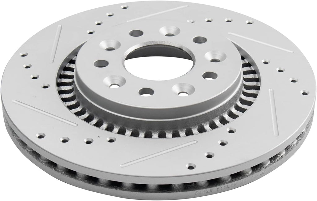 TRQ Performance Front Brake Pad and Rotor Set Ceramic Coated Drilled Slotted Rotors Compatible with 05-07 Ford Five Hundred Freestyle 08-09 Taurus Taurus X 05-07 Mercury Montego 08-09 Sable
