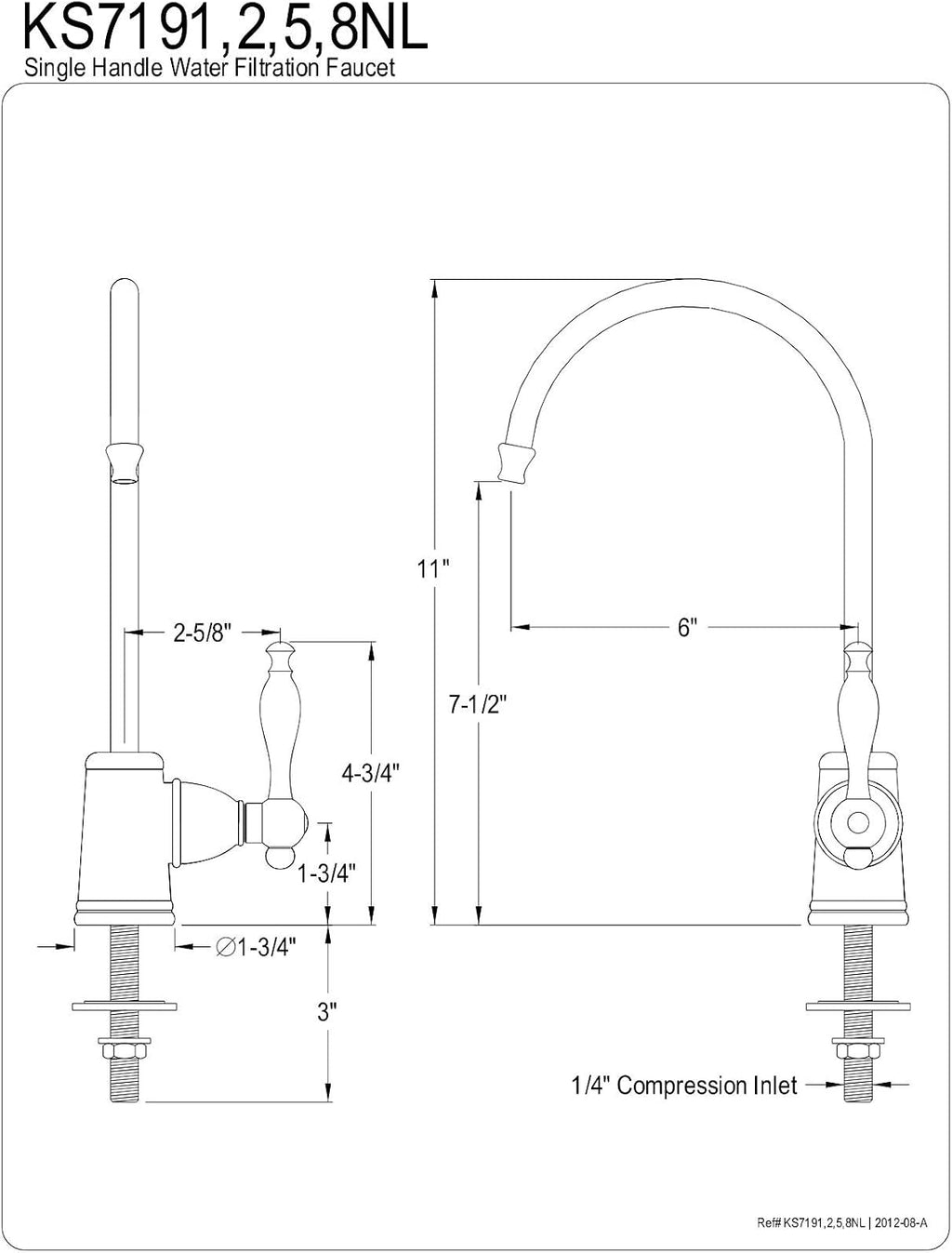 Kingston Brass Gourmetier KS7192NL Naples Single Handle Water Filtration Faucet, Polished Brass