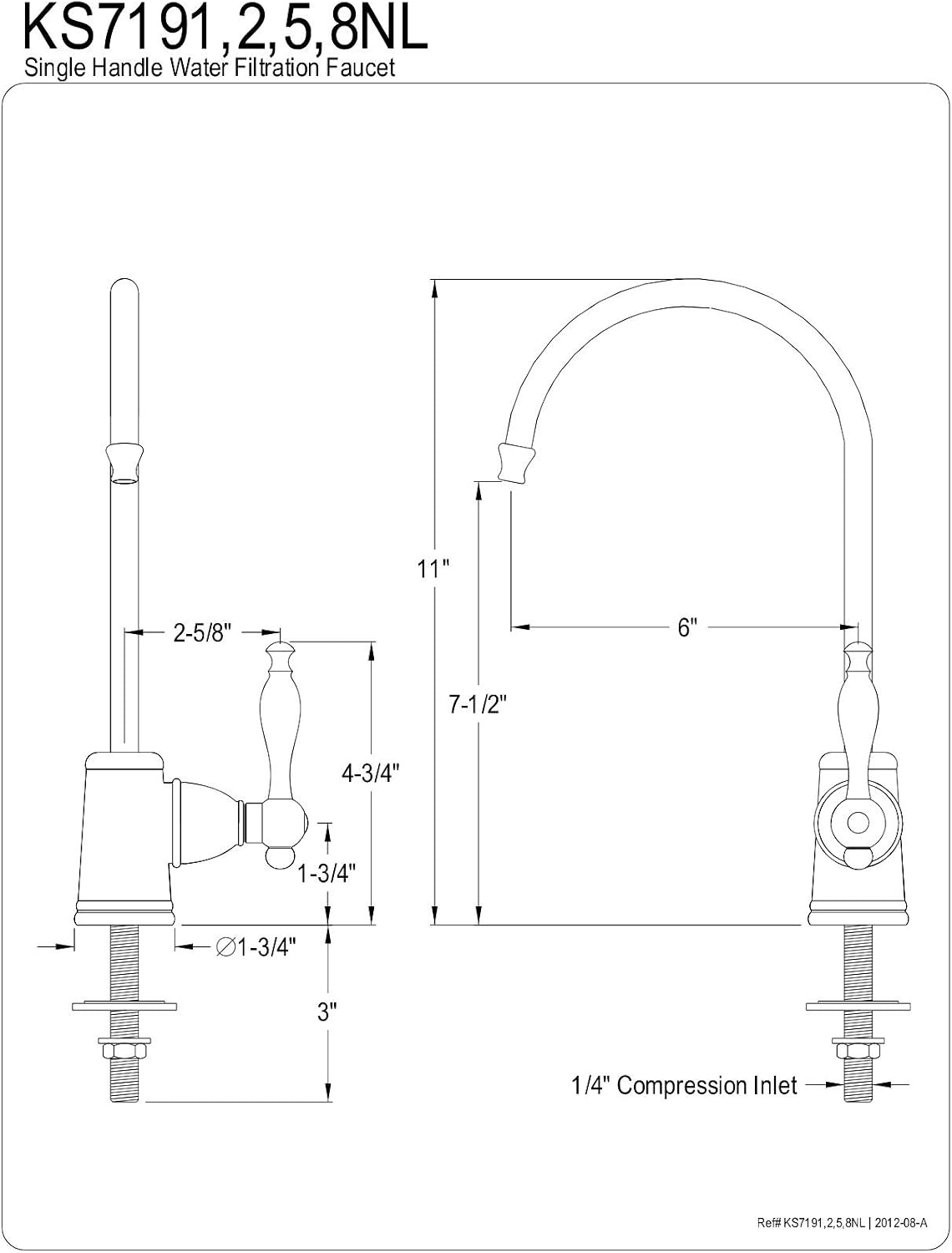 Kingston Brass Gourmetier KS7192NL Naples Single Handle Water Filtration Faucet, Polished Brass