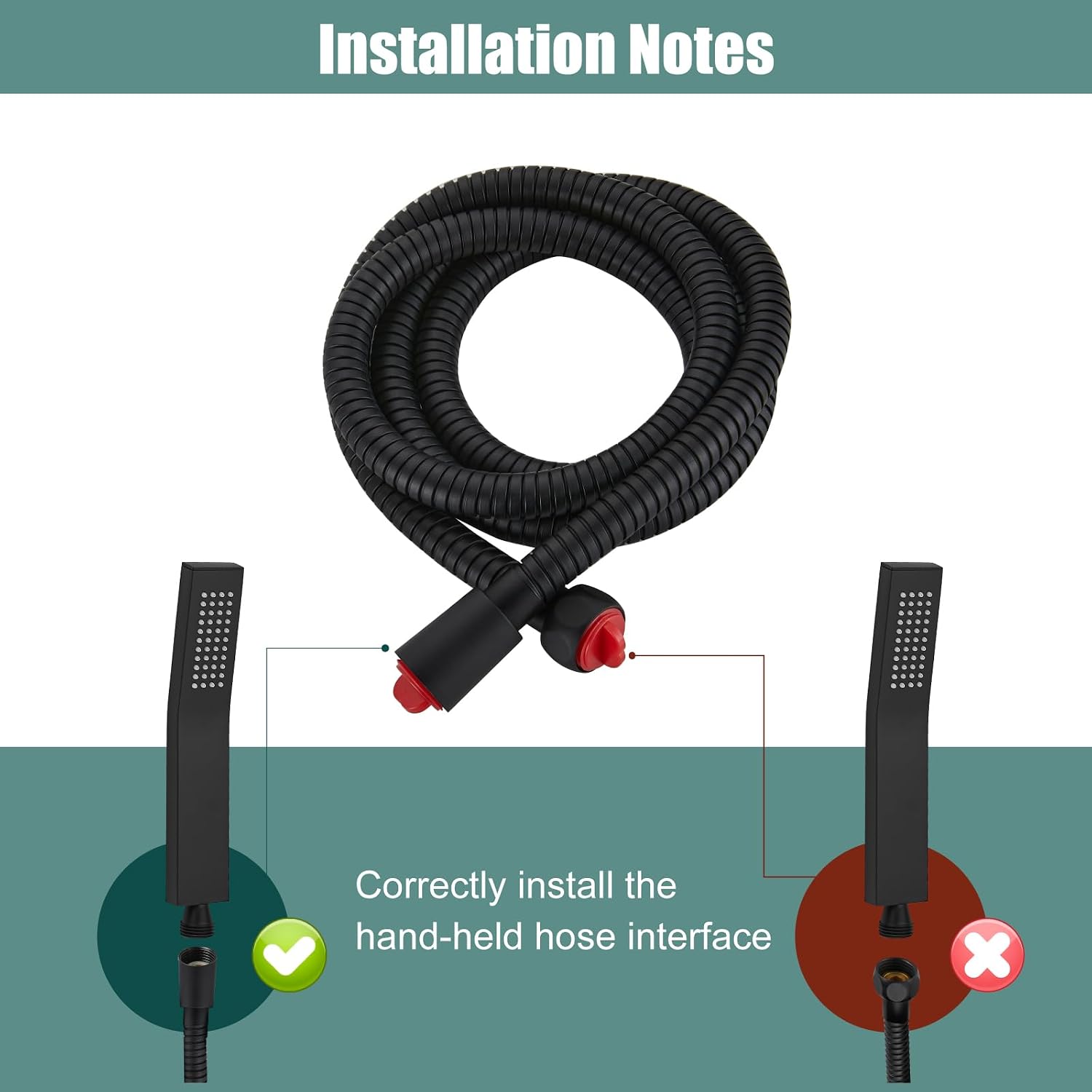 Heyalan Matte Black Exposed Shower System 2 Functional Bathroom Shower Set 8 Inch Square Rainfall Shower Head with Hand Sprayer Wall Mounted