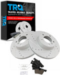 TRQ Performance Front Ceramic Brake Pad and Rotor Set Drilled Slotted Coated Compatible with 14-16 BMW 228i with 312 mm Diameter Front Rotors 17-20 BMW 430i Gran Coupe xDrive 14-18 328d xDrive