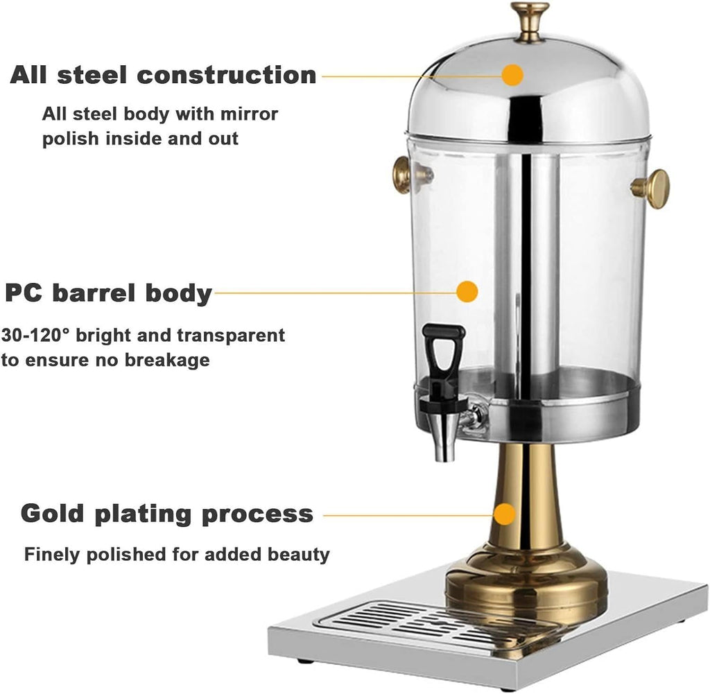 Drink Beverage Dispensers for Parties Breakfast Buffet Bars Hotels, 16/24 L Stainless Steel Beverage Tea Dispenser Water Dispenser,Silver-16L,Gold,16L