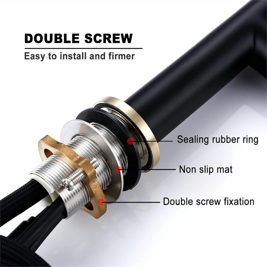 Brass 360 Degree Rotation Kitchen Hot Cold Water Sink Taps Pull Out Spout Deck Mounted Kitchen Faucet(Brushed Gold)