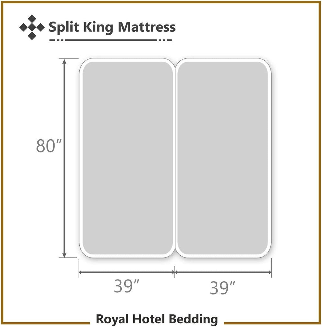 Royal Hotel Bedding Abripedic Crispy Percale Sheets, 300-Thread-Count, 5PC Solid Sheet Set, 100% Cotton, Up to 18 Inch Deep Pocket, Split-King, White