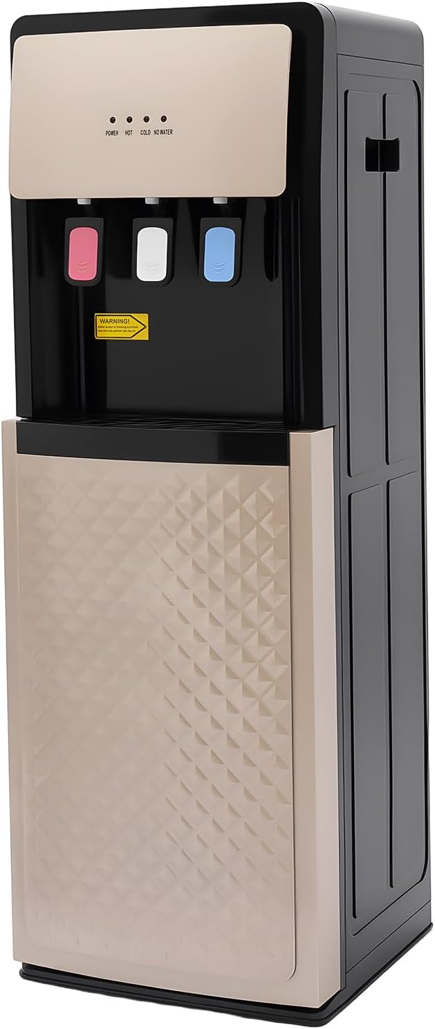Bottom Loading Water Dispenser with Hot, Cold & Room Temperature Water - 500W Heating & 90W Cooling - Safe, Energy-Saving & User-Friendly Design for Home, Office (Champaign Gold)
