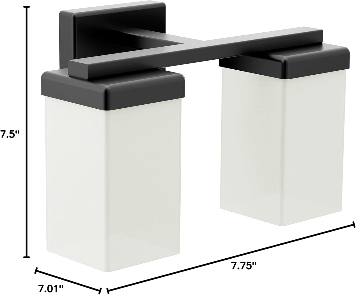 Moen 90 Degree Matte Black 2-Light Dual-Mount Bath Bathroom Vanity Light Fixture with Frosted Glass, YB8862BL