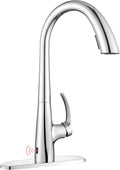 Chrome Kitchen Faucet with Pull Down Sprayer Single Hole, Motion Sensor Touchless Single Handle Kitchen Sink Faucet, Stainless Steel Hand Free Sink Faucet for Kitchen 1 or 3 Hole